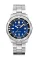 Strieborné pánske hodinky Delma Watches s ocelovým pásikom Quattro Silver / Blue 44MM Automatic