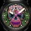 Čierne pánske hodinky Bomberg Watches s gumovým pásikom SUGAR SKULL PURPLE 45MM