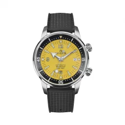 Silberne Herrenuhr Milus Watches mit Gummiband Archimèdes by Milus Yellow Stone 41MM Automatic