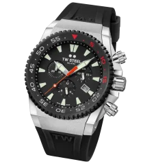 Strieborné pánske hodinky TW Steel s gumovým remienkom ACE Diver ACE401 44MM