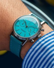 Relógio Undone Watches prata para homem com pulseira de couro Urban Stellar Tiff Blue 40MM