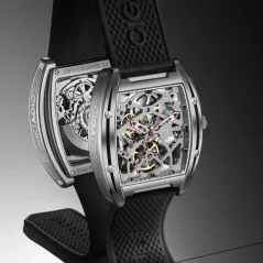 Men's silver CIGA Design watch with rubber strap Series Z Titanium Orange 41MM Automatic