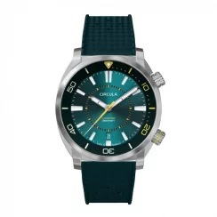 Męski srebrny zegarek Circula Watches z gumowym paskiem SuperSport - Petrol 40MM Automatic