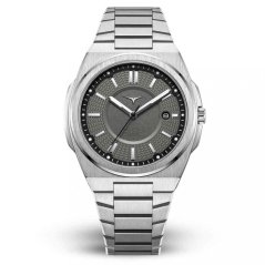 Men's silver Zinvo Watches watch with steel strap Rival - Silver 44MM