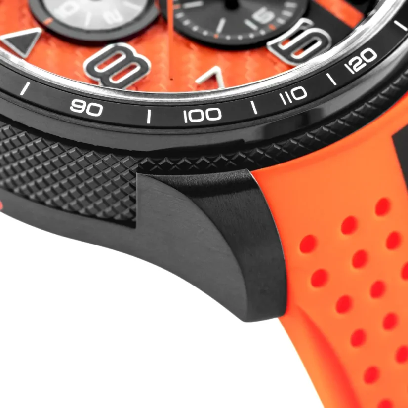 Schwarze Herrenuhr Bomberg Watches mit Gummiband RACING CARBON OG 45MM