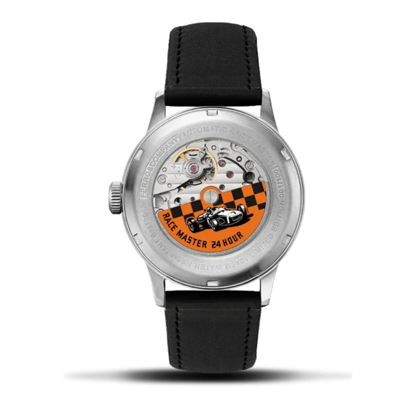 Zilveren herenhorloge van Ferro & Company met leren band Race Master Automatic White 39MM Automatic