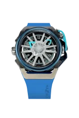 Stříbrné pánské hodinky Mazzucato Watches s gumovým páskem RIM Diamond - 03 BL 48MM Automatic