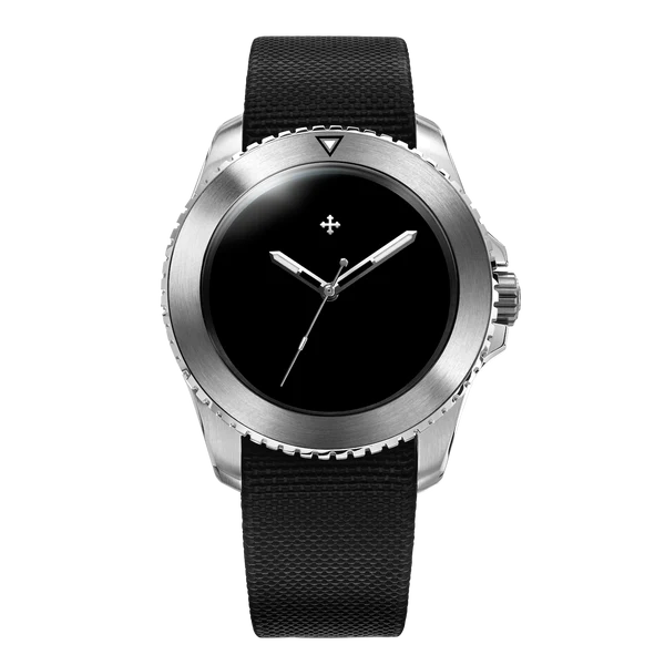 Stříbrné pánské hodinky Venezianico s nylonovým páskem Nereide Ultrablack 3921510 42MM Automatic