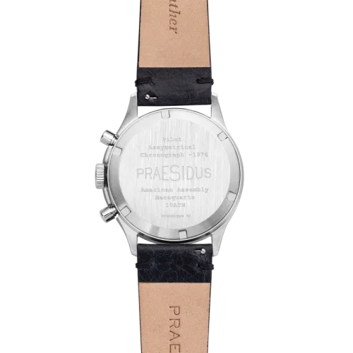 Męski srebrny zegarek Praesidus ze skórzanym paskiem PAC-76 Black Leather 38MM
