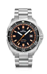 Muški srebrni sat Delma Watches s čeličnim pojasom Shell Star Silver / Black 44MM Automatic