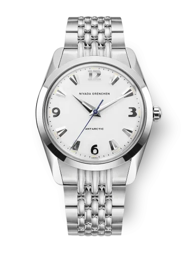 Strieborné pánske hodinky Nivada Grenchen s ocelovým opaskom Antarctic 35005M04 35MM
