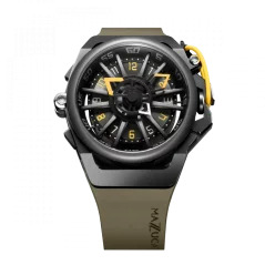 Čierne pánske hodinky Mazzucato s gumovým pásikom Rim Sport Black / Green - 48MM Automatic