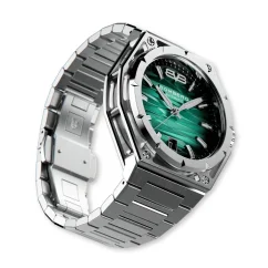 Stříbrné pánské hodinky Bomberg s ocelovým páskem EDGE GREEN 43MM Automatic