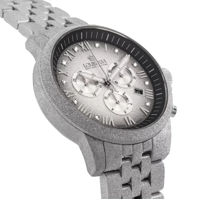 Orologio da uomo Louis XVI in argento con cinturino in acciaio Frosted Aramis - Silver 43MM