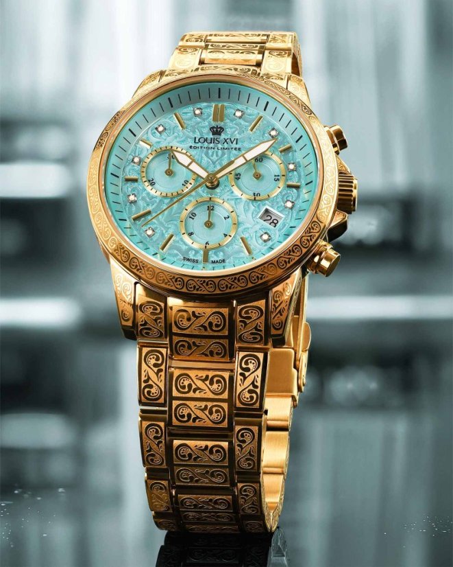 Women's gold Louis XVI watch with steel strap Palais Royale Woman With Diamond 6005 - Gold 38MM