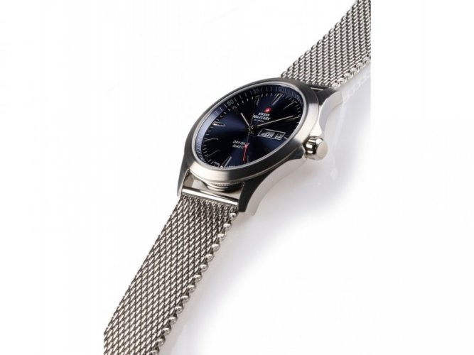 Męski srebrny zegarek Swiss Military Hanowa ze stalowym paskiem SMP36040.03 42MM