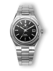 Stříbrné pánské hodinky Nivada Grenchen s ocelový páskem F77 Black With Date 69000A77 37MM Automatic