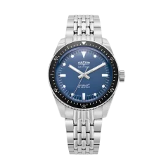 Montre Vulcain pour hommes en argent avec bracelet en acier Skindiver Nautique - Blue with White Lum - Beads of Rice 44,5MM Automatic