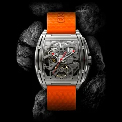 Men's silver CIGA Design watch with rubber strap Series Z Titanium Orange 41MM Automatic