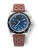 Men's silver Nivada Grenchen watch with leather strap CHRONOSPORT Blue 77003A23 38MM Automatic