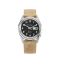 Strieborné pánske hodinky Praesidus s koženým opaskom Rec Spec - OG Popcorn Sand Leather 38MM Automatic