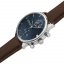 Strieborné pánske hodinky About Vintage s opaskom z pravej kože Chronograph Blue Sunray 1815 41MM