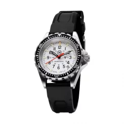 Stříbrné pánské hodinky Marathon Watches s gumovým páskem Arctic Edition Medium Diver's Quartz 36MM