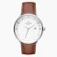 Men's silver Nordgreen watch with leather strap Philosopher Brown Leather / Silver 40MM