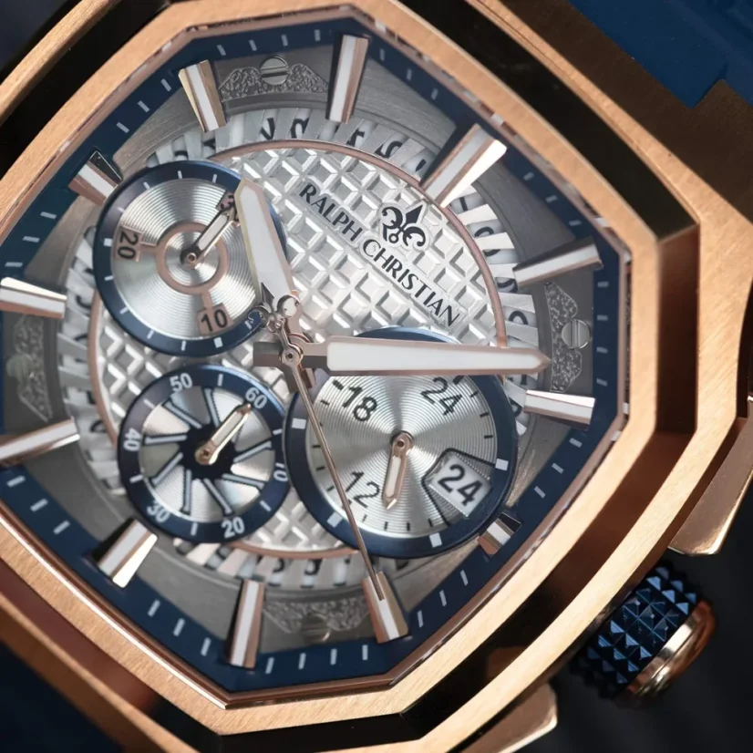 Zlaté pánské hodinky Ralph Christian s gumovým páskem The Equinox Chrono - Atlantic Crest 47MM