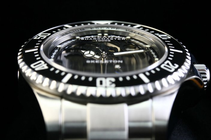Stříbrné pánské hodinky Ocean X s ocelovým páskem SHARKMASTER 1000 Skeleton SMS1011S - Silver Automatic 44MM