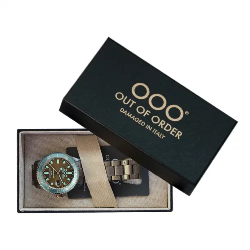 Stříbrné pánské hodinky Out Of Order s ocelovým páskem Turquoise and Brown Casanova 44MM