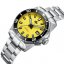 Męski srebrny zegarek Phoibos Watches ze stalowym paskiem Leviathan 200M - PY050F Yellow Automatic 40MM