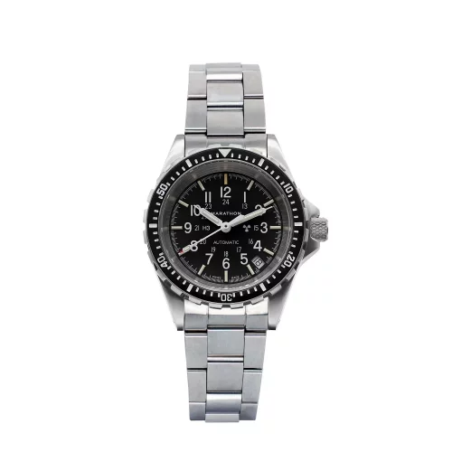 Relógio Marathon Watches prata para homens com pulseira de aço Medium Diver's Automatic 36MM