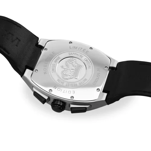 Srebrny męski zegarek Ludwika XVI ze skórzanym paskiem Noblesse - Silver 42MM