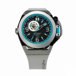 Černé pánské hodinky Mazzucato Watches s gumovým páskem RIM Scuba Black / Silver - 48MM Automatic