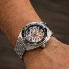 Stříbrné pánské hodinky Oceancrawler Watches s ocelovým páskem Core Diver Fordite Type B - Link Automatic 44MM