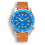 Stříbrné pánské hodinky Squale s koženým páskem 1521 Blue Blasted Leather - Silver 42MM Automatic