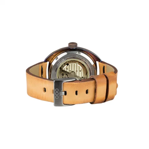 Stříbrné pánské hodinky Out Of Order s koženým páskem Torpedine Cream 42MM Automatic