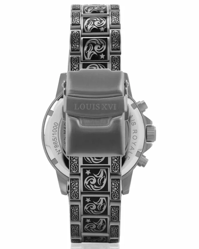 Stříbrné pánské hodinky Louis XVI s ocelovým páskem Palais Royale With Diamond 1721 - Silver 43MM