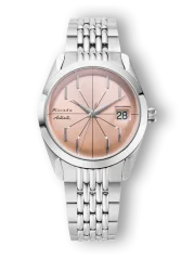 Relógio Nivada Grenchen prata para homem com bracelete em aço Antarctic Spider Salmon Date 32042A04 38MM Automatic