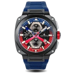 Czarny męski zegarek Ralph Christian z gumką The Titan Chrono Hyperburst 45,5MM