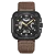 Men's black OLTO-8 with leather strap IRON-X Square Skeleton Black / Brown 46MM Automatic