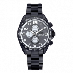 Schwarze Herrenuhr Audaz Watches mit Stahlband Sprinter ADZ-2025-03 - 45MM