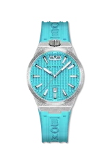 Men's silver Bomberg Watch with rubber strap TEAL LAGOON 43MM Automatic