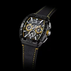 Černé pánské hodinky Ralph Christian s koženým páskem The Intrepid Chrono - Black 42,5MM