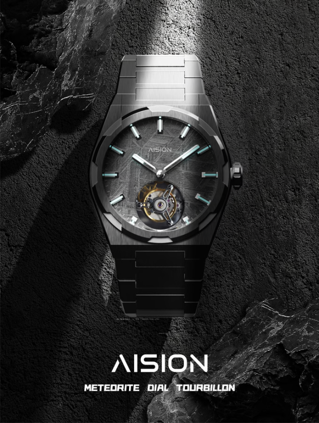 Men's silver Aisiondesign Watches with steel Tourbillon Hexagonal Pyramid Seamless Dial - White 41MM