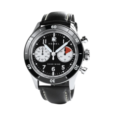 Stříbrné pánské hodinky Hemel s páskem z pravé kůže The Hemel Airstream Black 40 MM