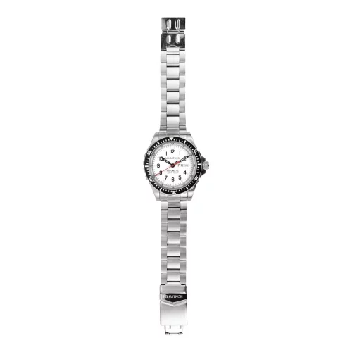Relógio Marathon Watches de prata para homem com pulseira de aço Arctic Edition Jumbo Day/Date Automatic 46MM
