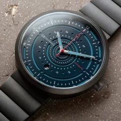 Černé pánské hodinky Gravithin s koženým páskem ArgoMatic Black 42MM Automatic