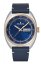 Silberne Herrenuhr Delbana Watches mit Lederband Locarno Silver Gold / Blue 41,5MM